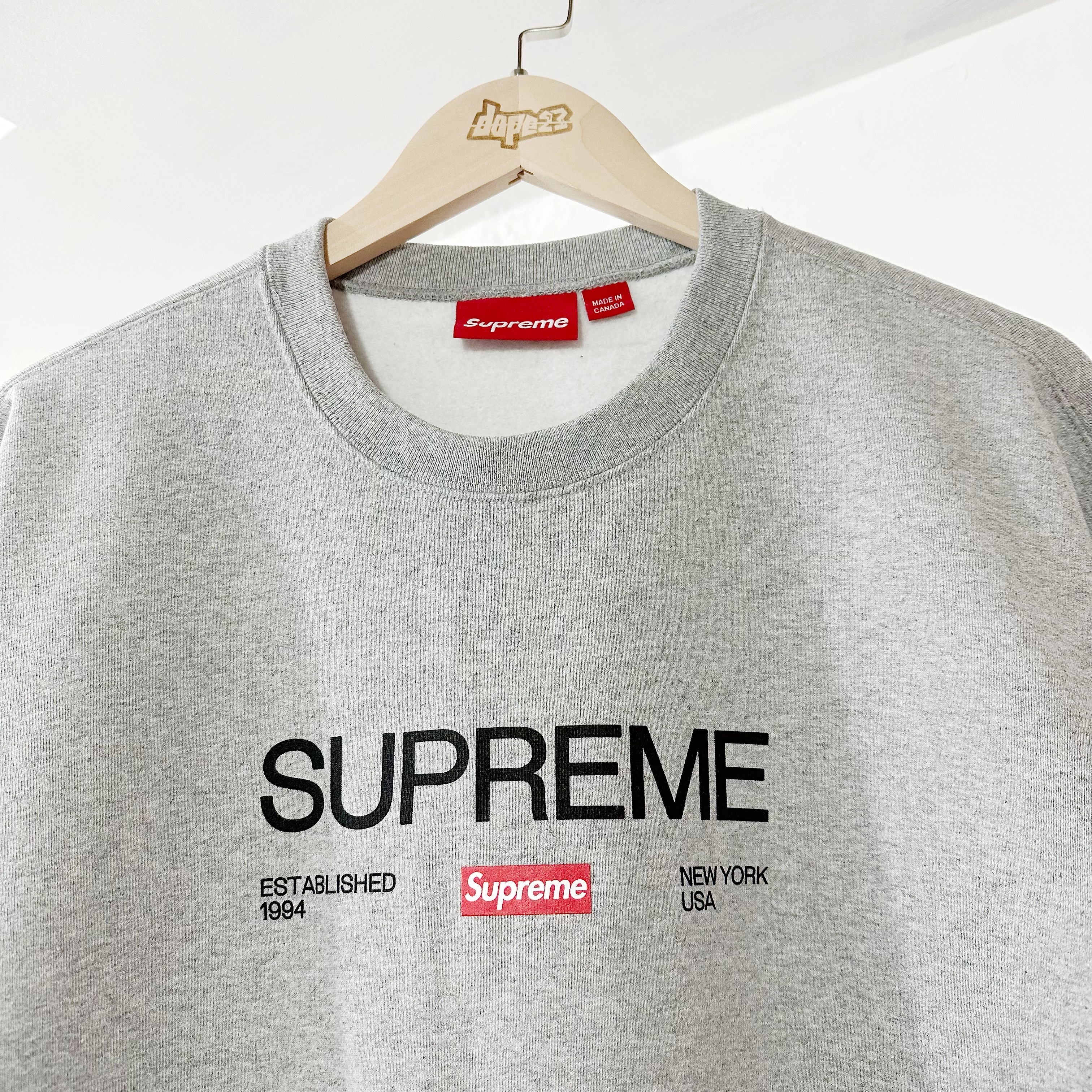 Supreme SS24 Established Crewneck Grey