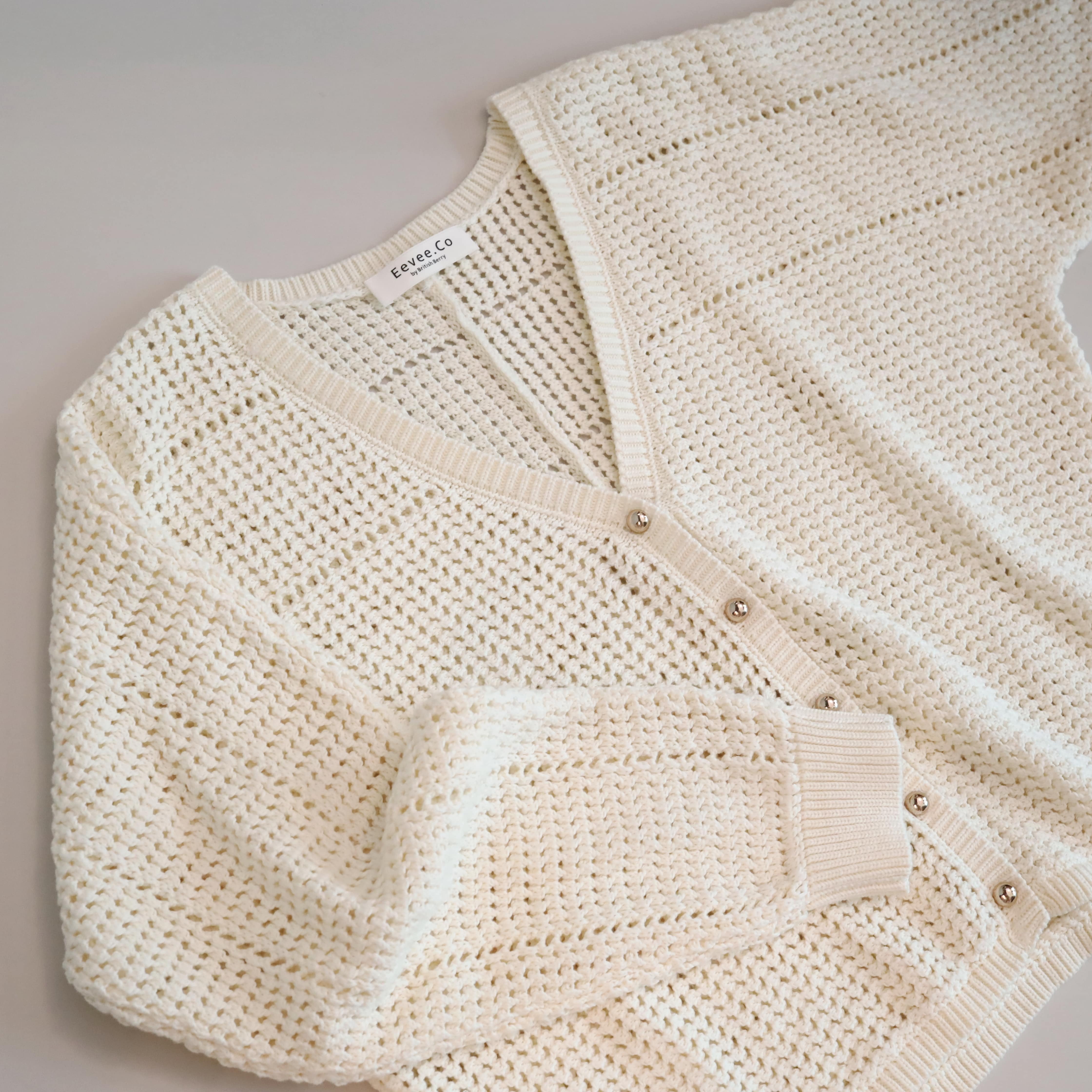 現貨 7008 店主大推 方格縷空針織外套