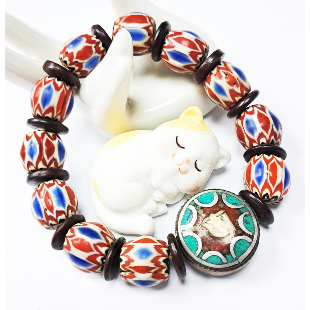 嗡銅珠&雪芙蘭琉璃手珠15mm【十方】128199