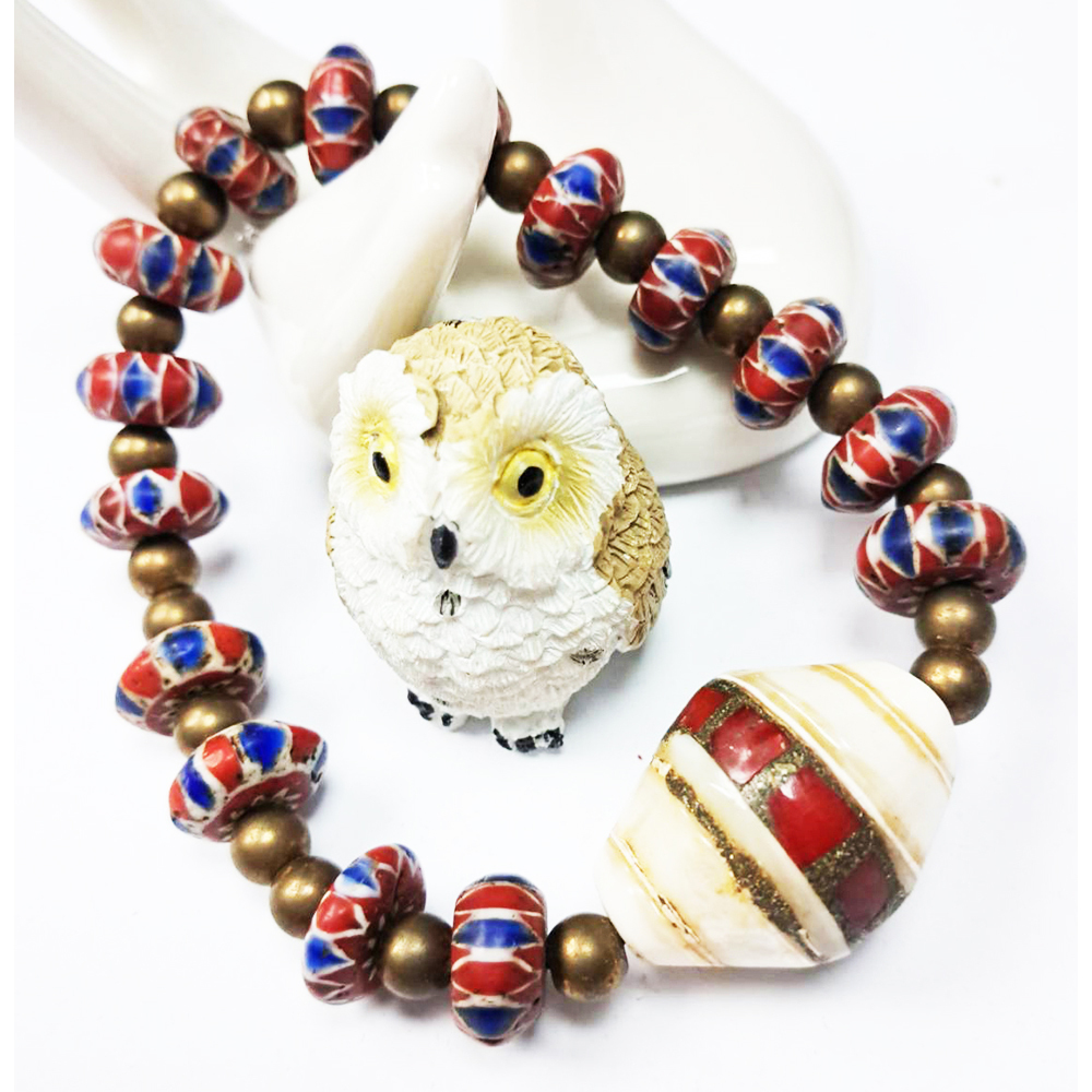 硨磲天珠&雪芙蘭琉璃珠手珠【十方】129903