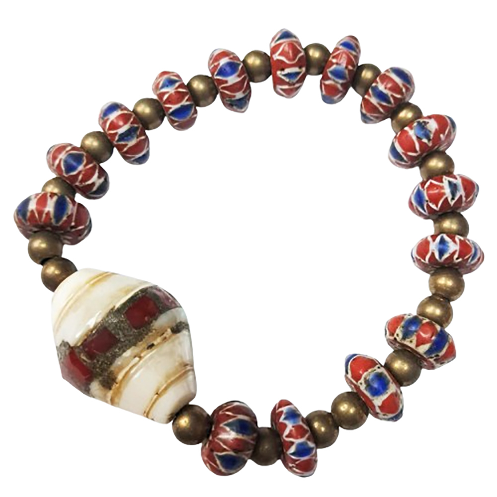 硨磲天珠&雪芙蘭琉璃珠手珠【十方】129903