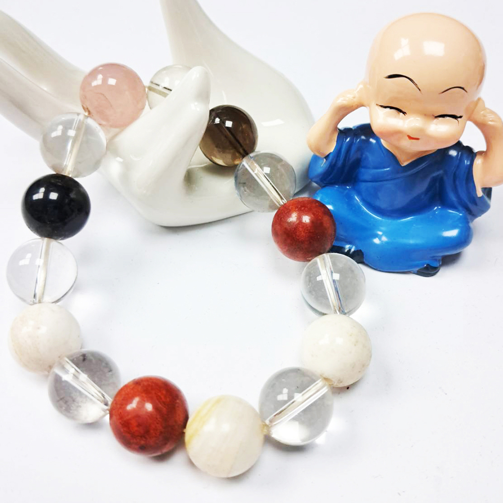 五寶石水晶手珠14mm【十方】130469