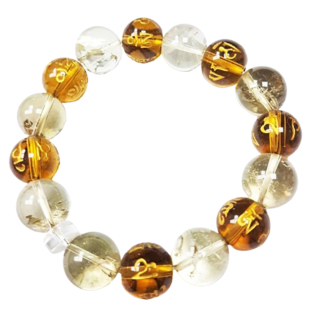 六字真言黃晶手珠14mm【十方】142744