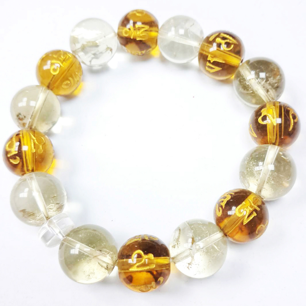 六字真言黃晶手珠14mm【十方】142744
