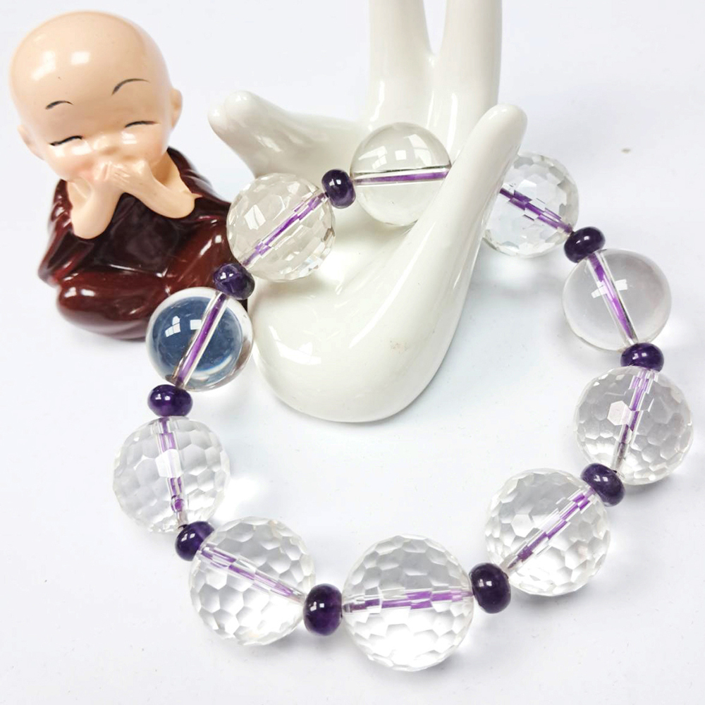 紫晶+水晶 晶鑽手珠18mm【十方】146127