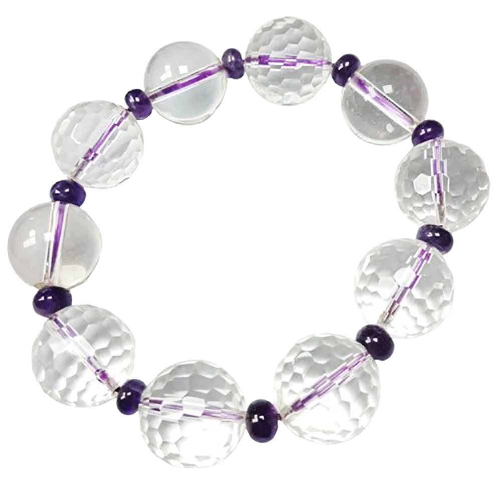 紫晶+水晶 晶鑽手珠18mm【十方】146127