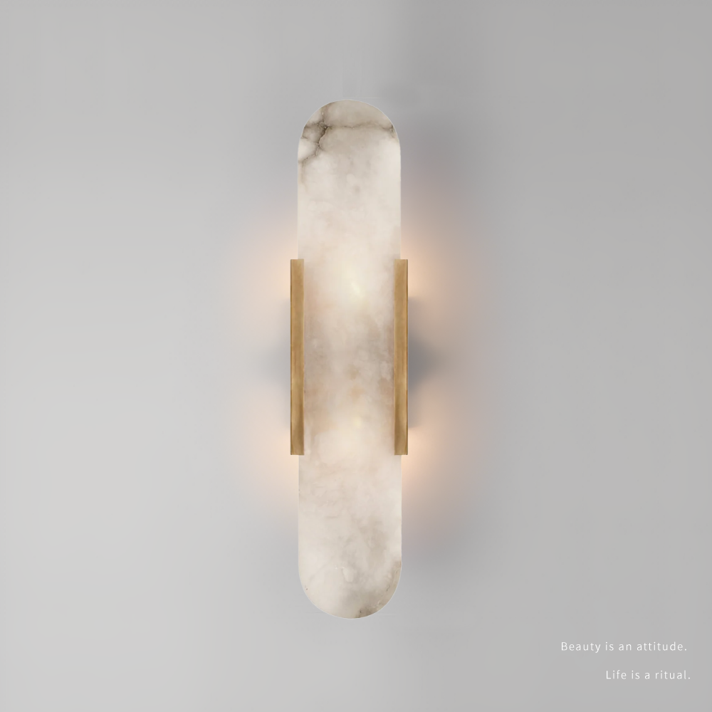 好萩家居|Simon大理石壁燈,絕美削切大理石片,藉由內部光源顯現其紋理,使光漸進暈染空間氛圍。
