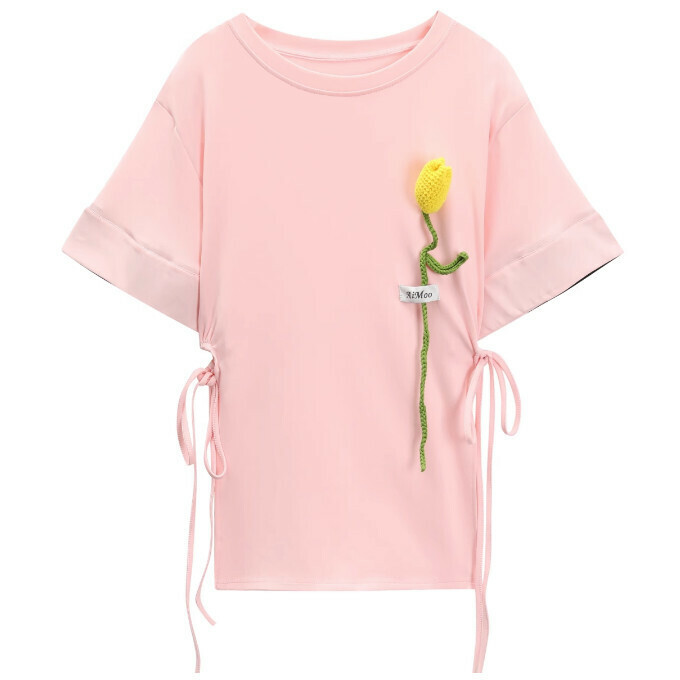 Hot selling tulip silhouette short sleeves (pink) (size S-L) (contact customer service after placing the order to confirm the delivery size)