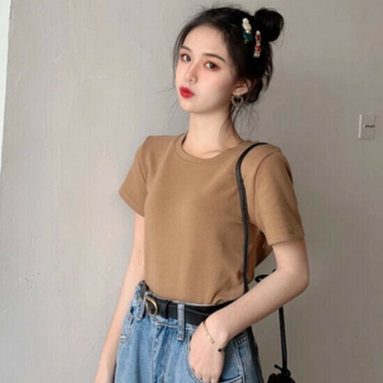 熱賣純色短袖T恤【卡其色】【均碼】