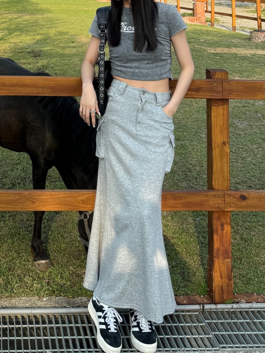 工裝魚尾後開衩裙*2色