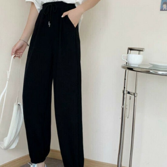 熱賣哈倫褲束腳褲子【黑色】【S-2XL碼】(下單後請聯絡客服確認發貨尺碼)