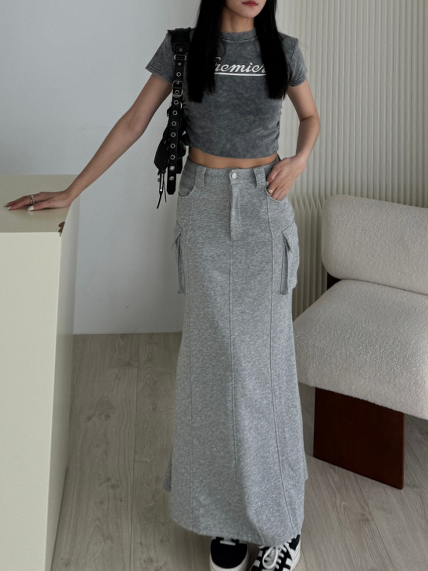 工裝魚尾後開衩裙*2色