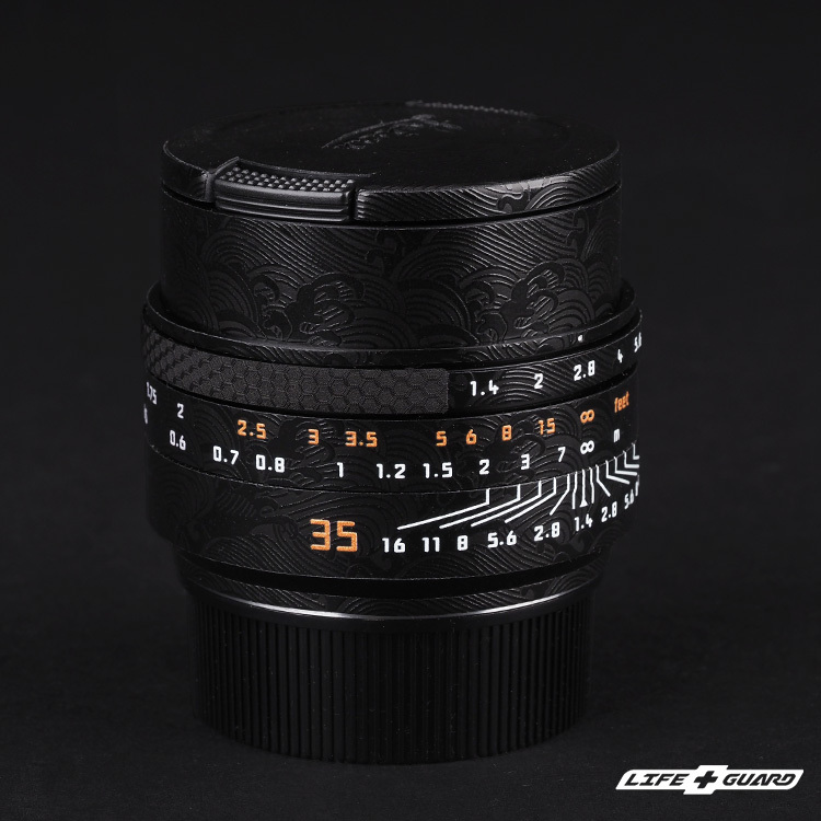 LIFE+GUARD 鏡頭貼膜安裝示意，適用 Leica SUMMILUX-M 35mm F1.4