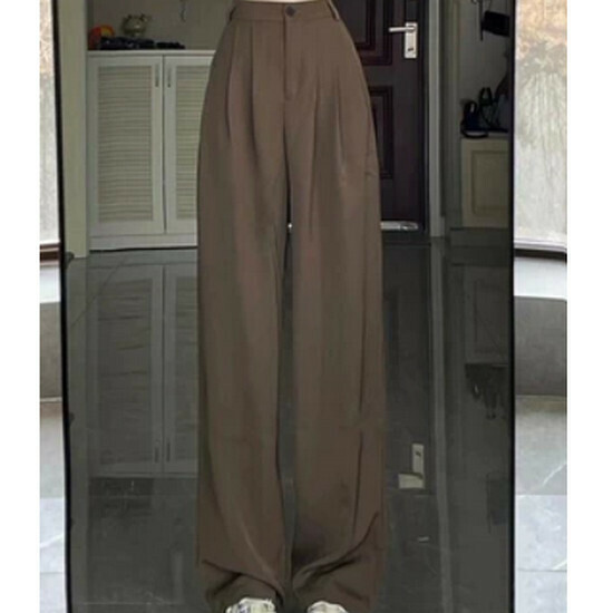 熱賣高腰垂感西裝褲【咖色】【S-2XL碼】(下單後請聯絡客服確認發貨尺碼)