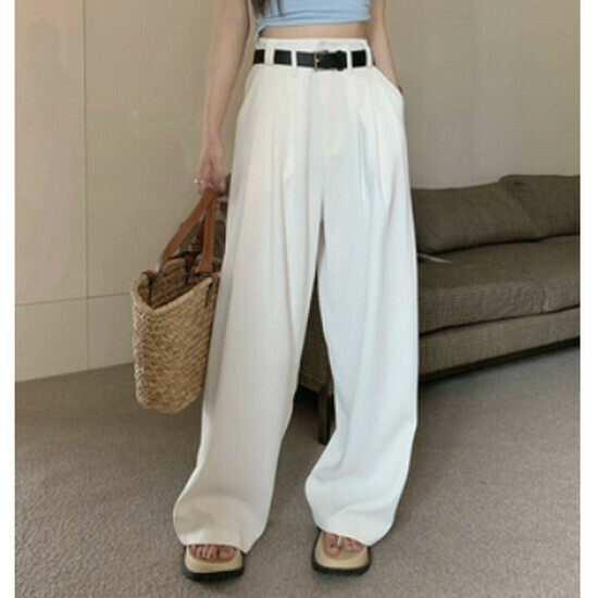 Hot Selling High Waist Suit Pants + Belt [White] [S-XL] (Please contact customer service to confirm the delivery size after placing the order)