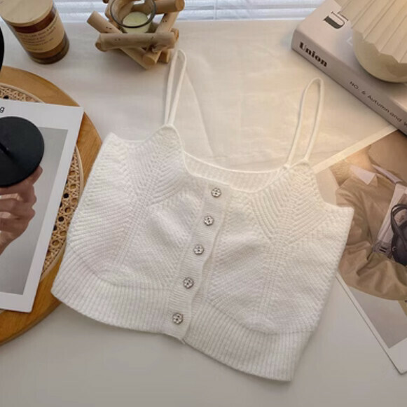 Summer Short Versatile Single-Breasted Small Vest (White) [One Size]