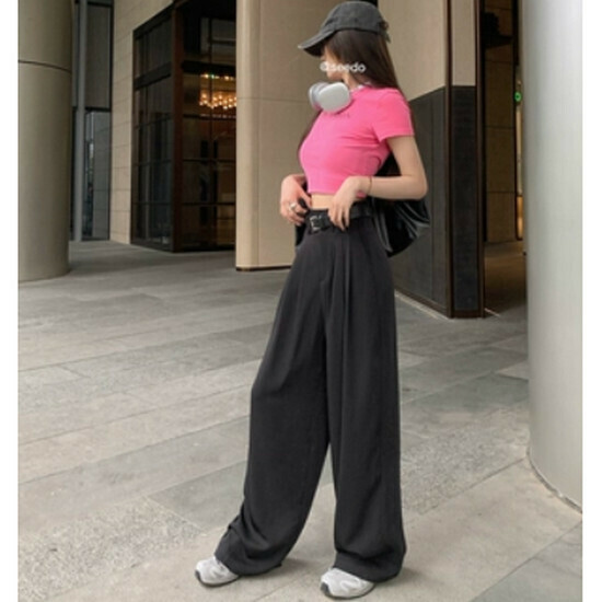 Hot Selling High Waist Suit Pants + Belt [Black] [S-XL] (Please contact customer service to confirm the delivery size after placing the order)