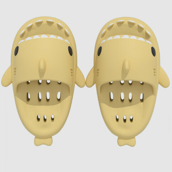 Hot selling shark style non-slip hollow sandals [small milk yellow] [size 36-47] (please contact customer service to confirm the delivery size after placing the order)