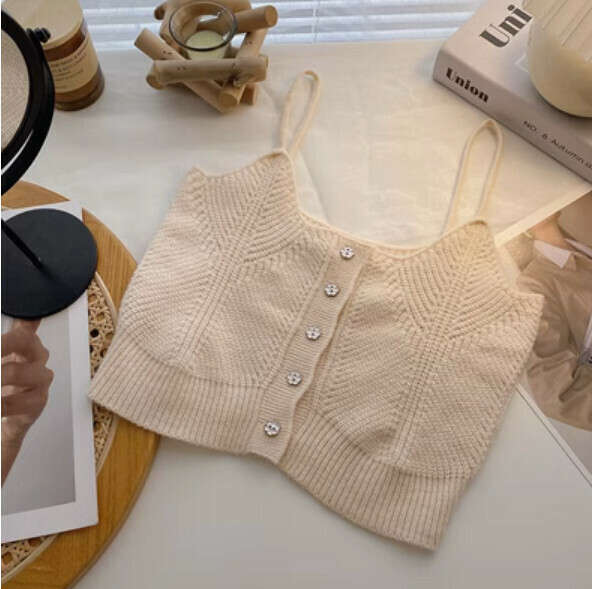Summer short and versatile single-breasted small vest (apricot) [one size]