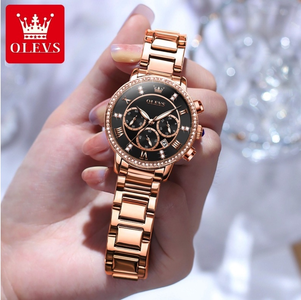 Hot Selling Oris Steel Band Quartz Watch Women's Watch (Steel Band Rose Gold Dark Side Women's Watch)
