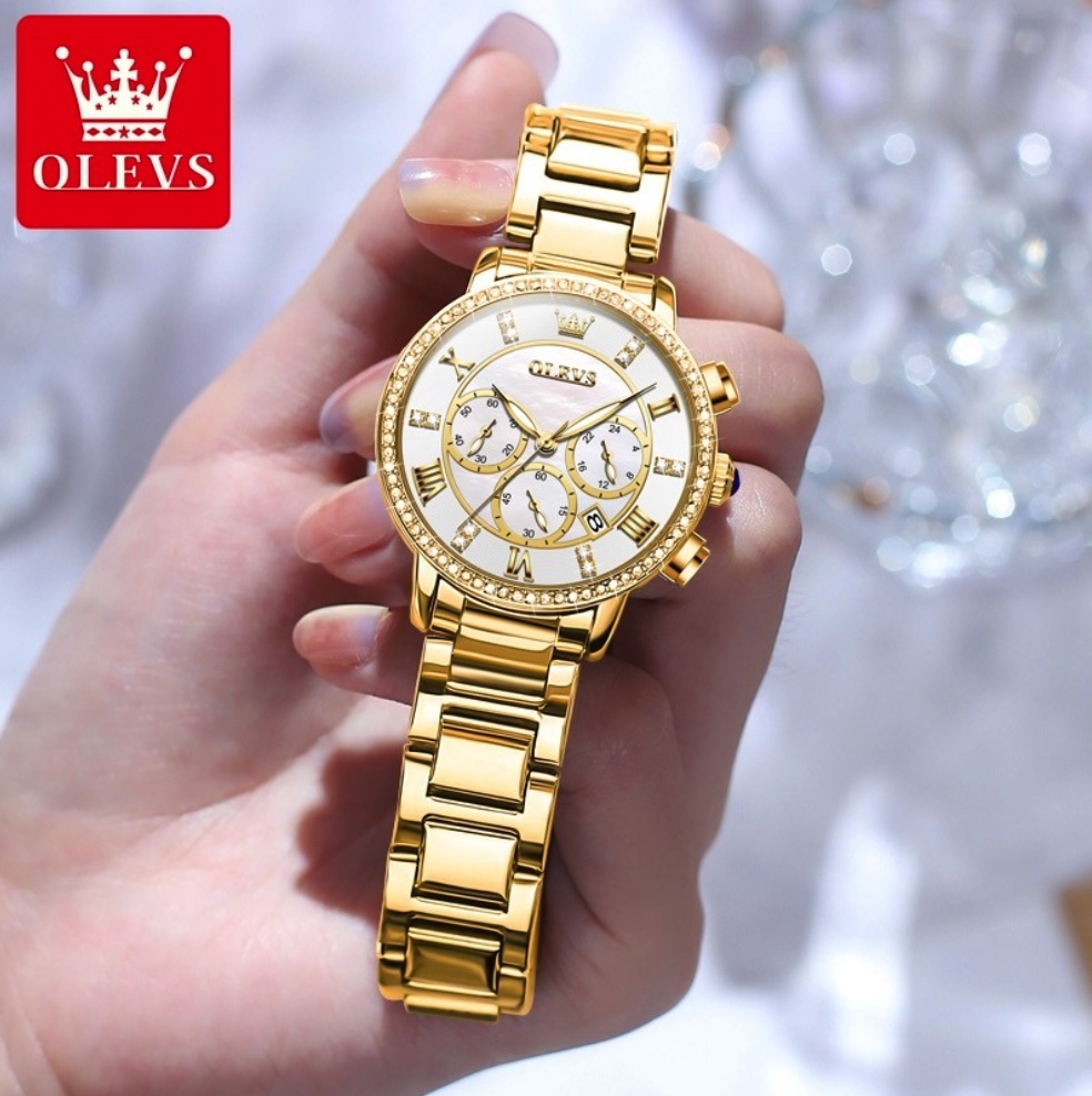 Hot Selling Oris Steel Band Quartz Watch Women's Watch (Steel Band Full Gold White Face Women's Watch)