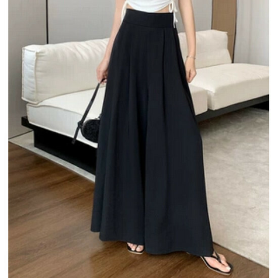 Hot Selling High Waist Drapey Wide Leg Pants [Black] [Size S-L] (Please contact customer service to confirm the delivery size after placing the order)