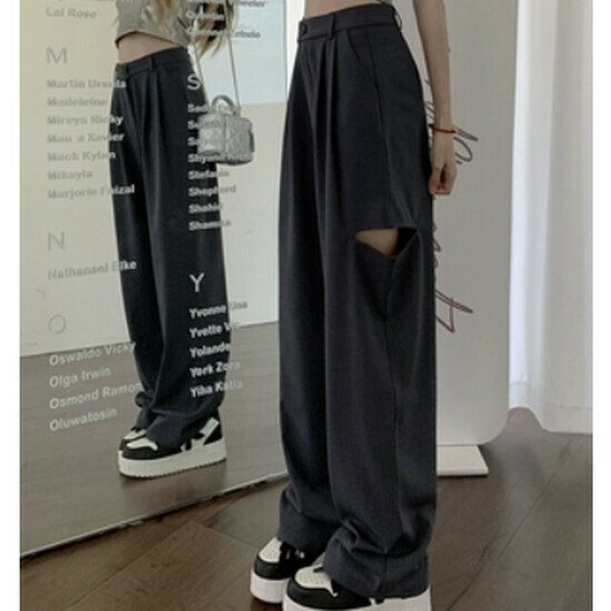 Hot selling ripped casual suit pants [grey] [size S-XL] (please contact customer service to confirm the delivery size after placing the order)