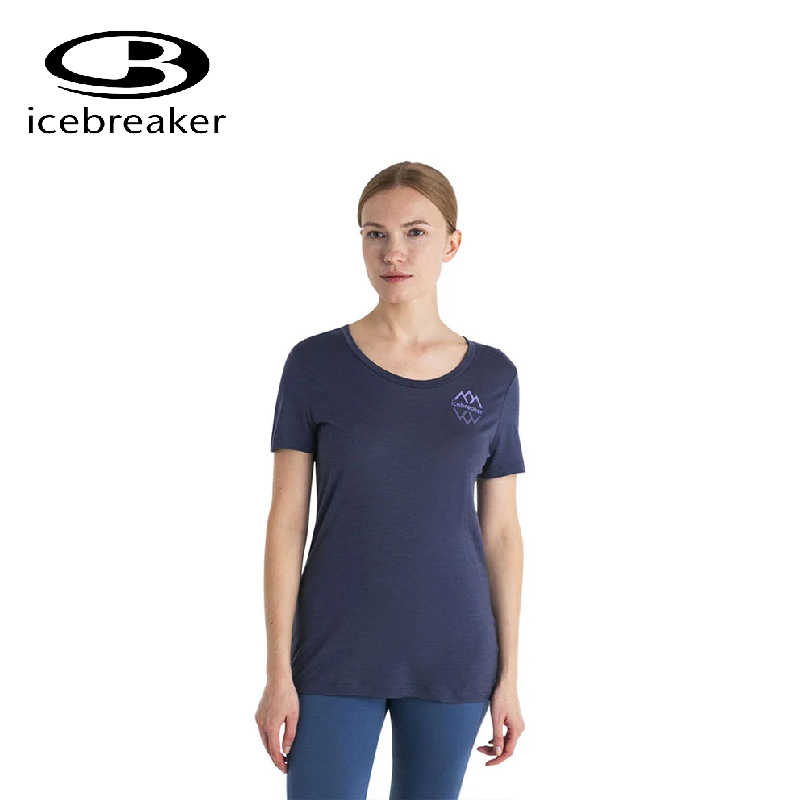 Icebreaker 紐西蘭 女  Tech Lite III U 領短袖上衣 (山峰破冰) 石墨灰 戶外/休閒 10IB0A56Y9