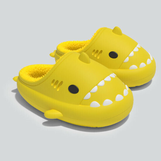 Hot selling shark style warm and waterproof cartoon cotton shoes [yellow] [size 36-41] (please contact customer service to confirm the delivery size after placing the order)