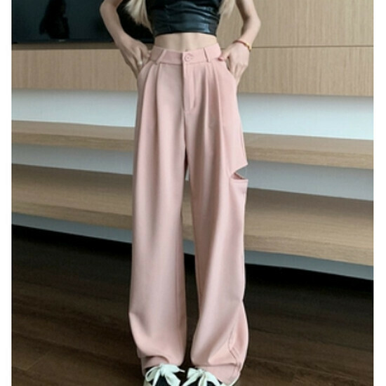 Hot selling ripped casual suit pants [pink] [size S-XL] (please contact customer service to confirm the delivery size after placing the order)