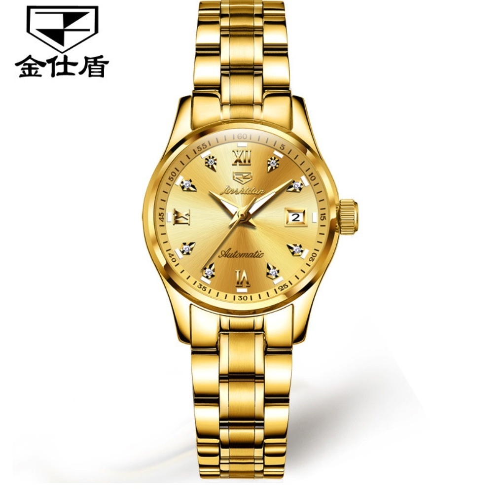 Hot Selling Oris Gold Shield Automatic Mechanical Watch Women's Watch (Steel Belt Full Gold Gold Face Women's)
