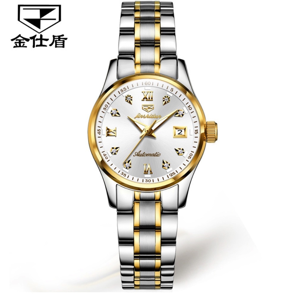 Hot Selling Oris Gold Shield Automatic Mechanical Watch Women's Watch (Golden White Face Women's)