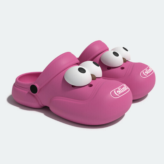 Hot selling thick-soled two-hole pierced sandals [pink + big eyes] [size 36-41] (please contact customer service to confirm the delivery size after placing the order)