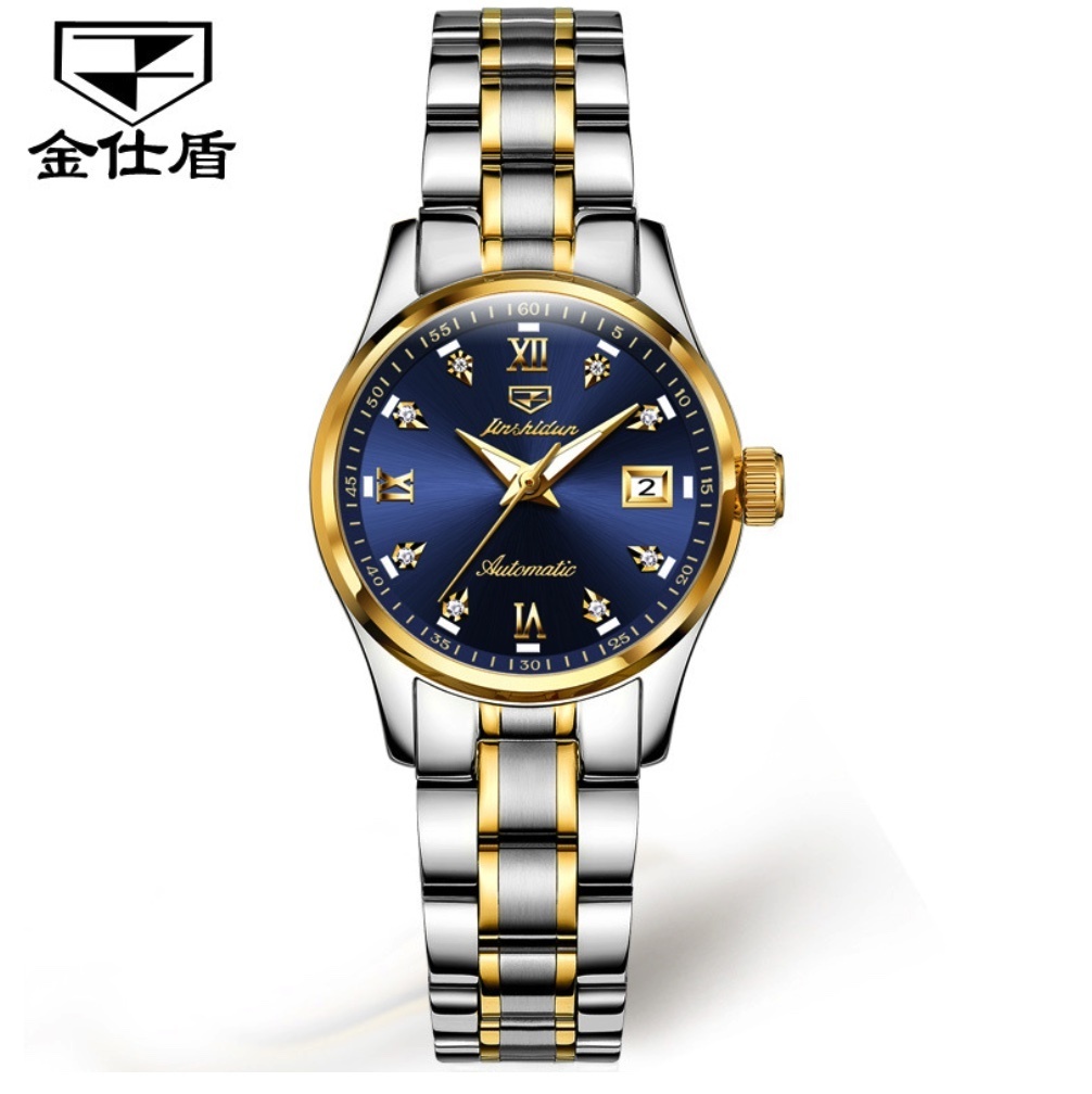 Hot selling Oris gold shield automatic mechanical watch for women (gold blue face for women)