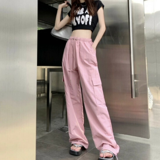 Hot selling quick-drying workwear wide-leg pants [pink] [size S-L] (please contact customer service to confirm the delivery size after placing the order)