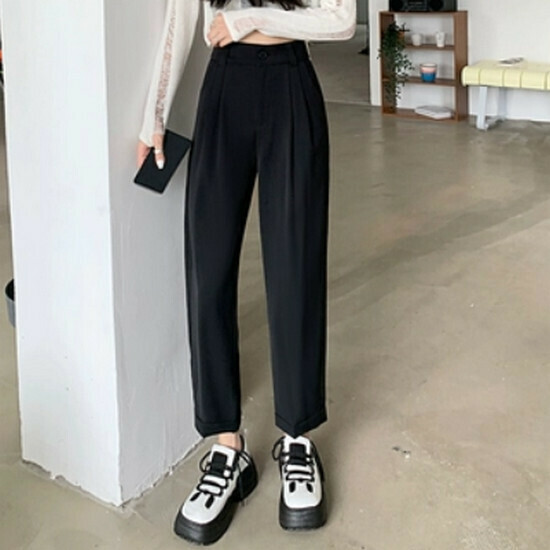 熱賣九分休閒西裝褲【黑色】【S-XL碼】(下單後請聯絡客服確認發貨尺碼)