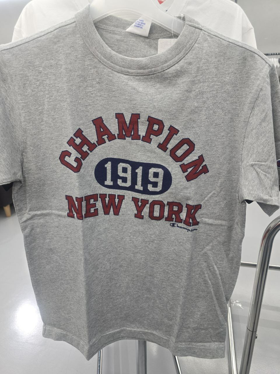 [S] CHAMPION 1919 NEW YORK LOGO SHORT SLEEVE T-SHIRT,GRAY, CKTS4E234G200M (SZZ356)