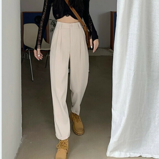熱賣九分休閒西裝褲【杏色】【S-XL碼】(下單後請聯絡客服確認發貨尺碼)