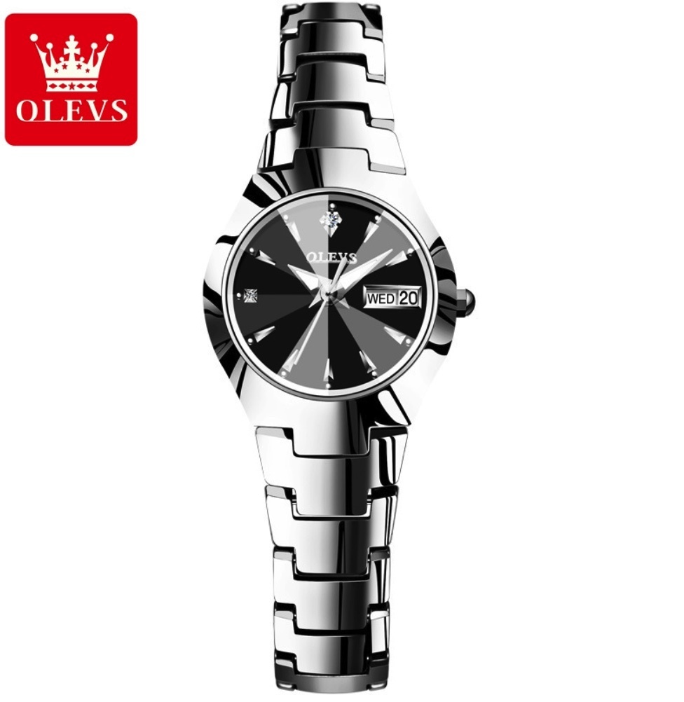 Hot selling Oris tungsten steel quartz watch women's watch (tungsten steel black female)