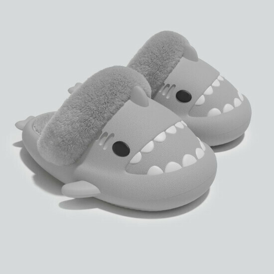 Hot selling detachable shark cotton slippers [grey] [size 36-45] (please contact customer service to confirm the delivery size after placing the order)