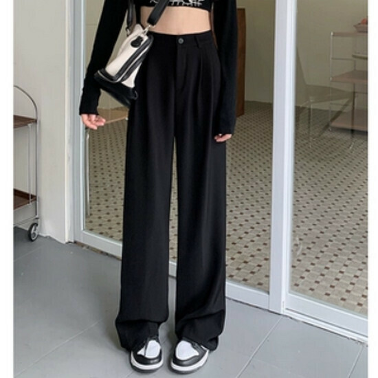 熱賣鬆緊腰休閒西裝褲【黑色】【S-XL碼】(下單後請聯絡客服確認發貨尺碼)