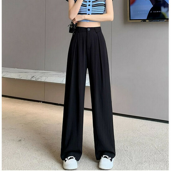Hot-selling high-waisted wide-leg pants [little black] [size S-2XL] (please contact customer service to confirm the delivery size after placing the order)