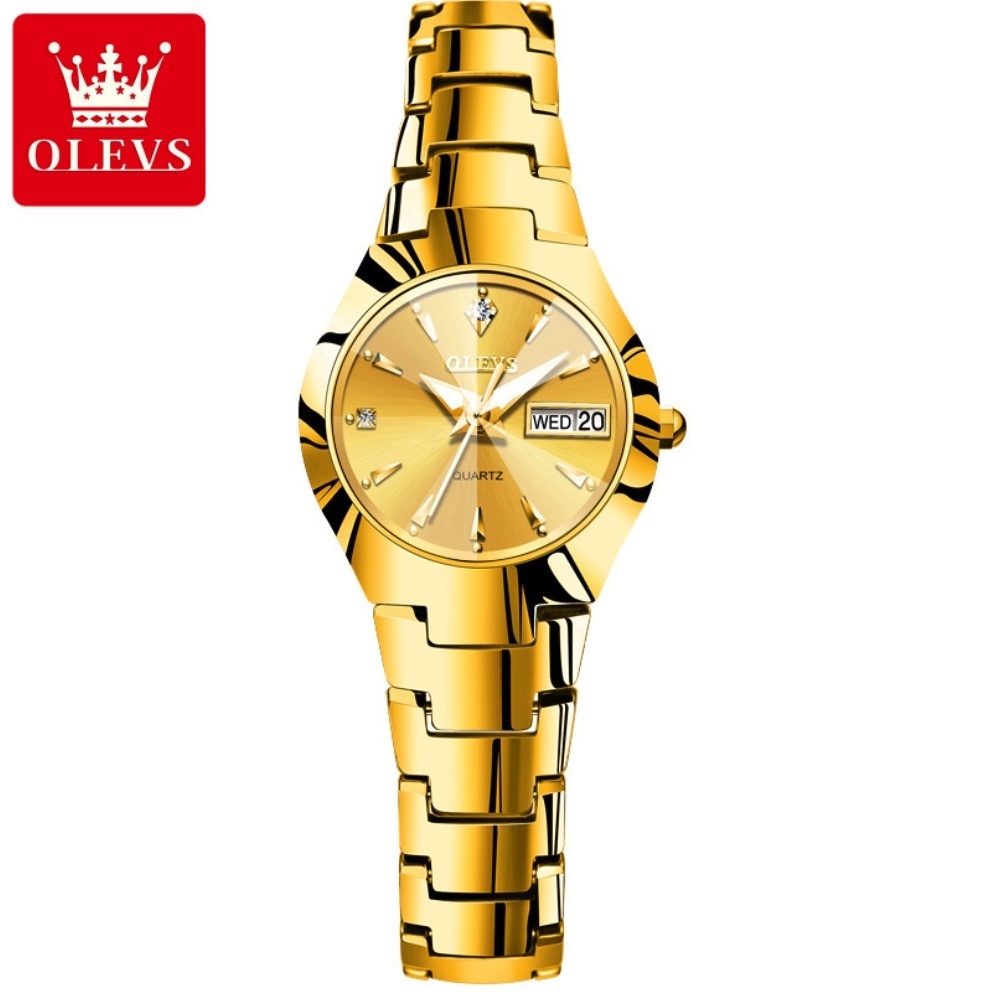 Hot selling Oris tungsten steel quartz watch women's watch (tungsten steel gold yellow female)