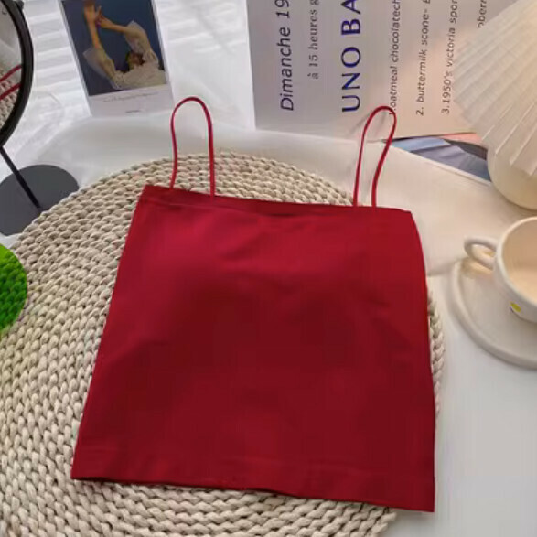 Summer bandeau vest with bra pad (long red) [one size]