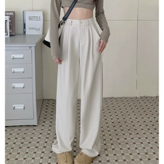 熱賣鬆緊腰休閒西裝褲【杏色】【S-XL碼】(下單後請聯絡客服確認發貨尺碼)