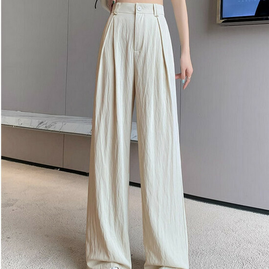 Hot selling high-waisted wide-leg pants [Apricot petite] [S-2XL size] (please contact customer service to confirm the delivery size after placing the order)
