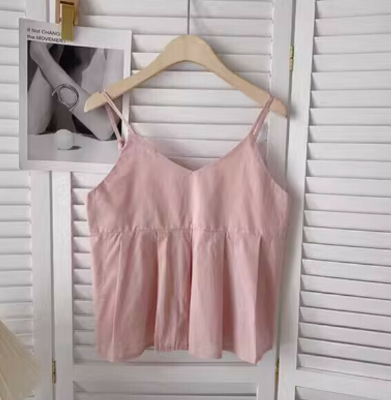 Pleated short camisole (pink) [one size]