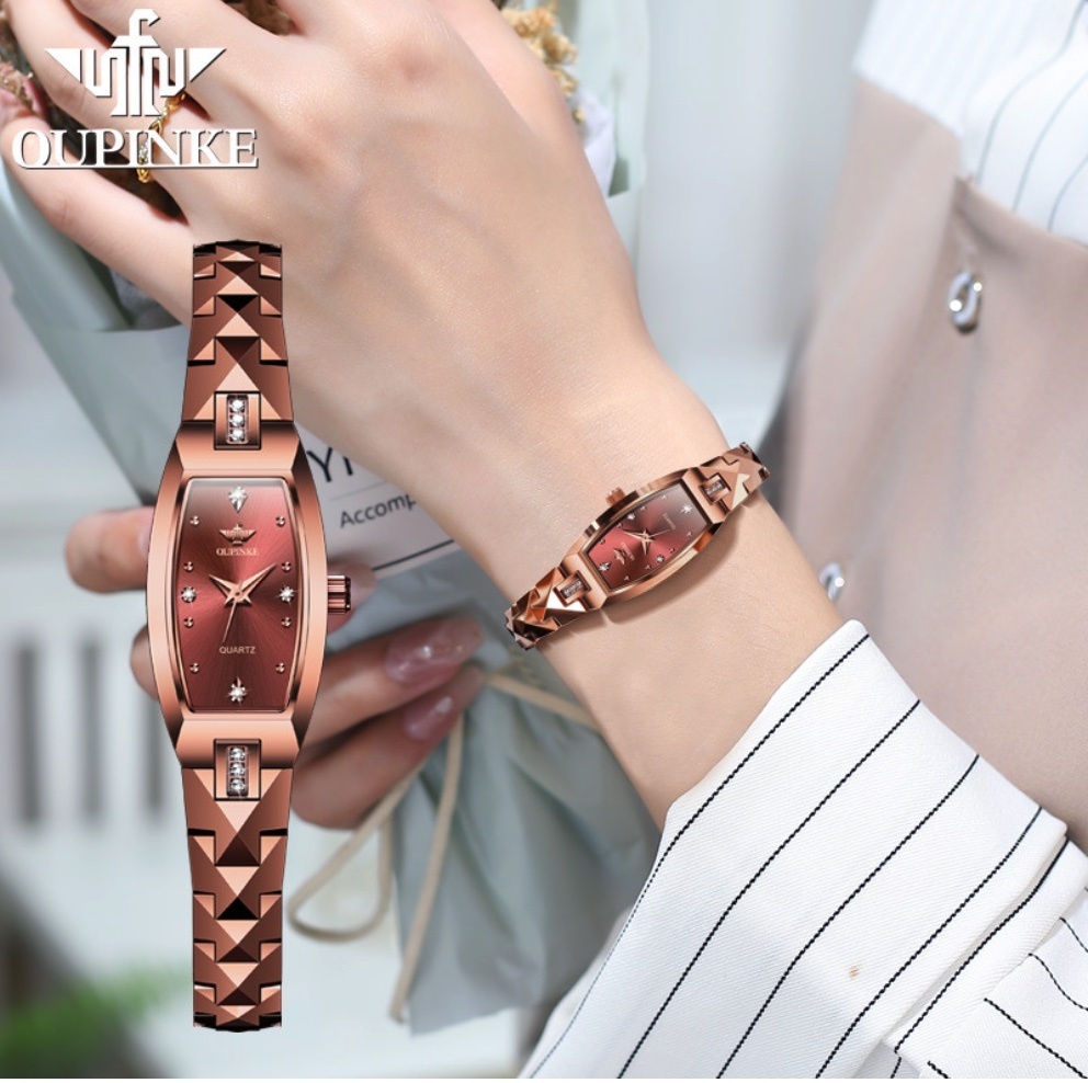 Hot Selling European Pincus Quartz Watch Bracelet Type Simple Waterproof Women's Watch (Steel Strap Rose Gold Women's)