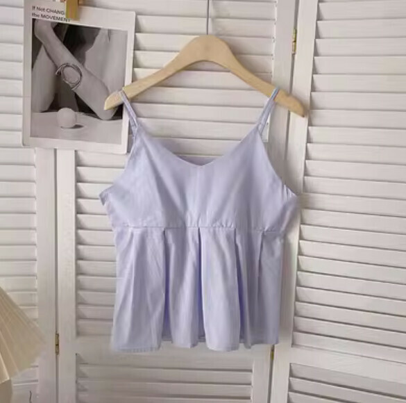 Pleated short camisole (purple) [one size]