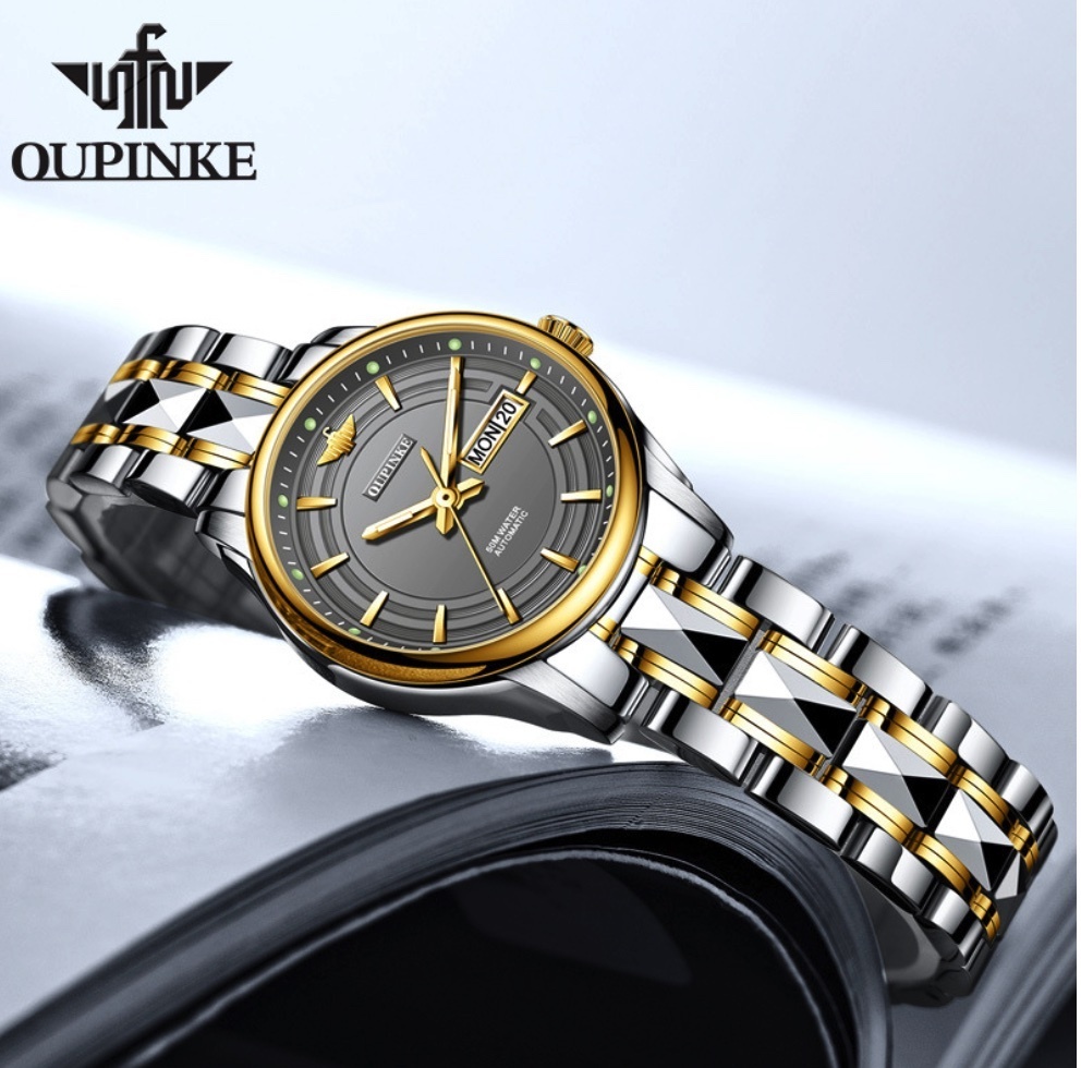 Hot Selling European Pincus Automatic Mechanical Watch Ladies Watch (Gray Lady Between Steel Bands)